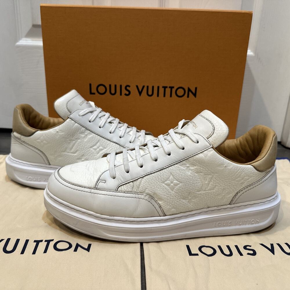 AUTHENTIC LOUIS VUITTON BEVERLY HILLS WHITE MONOGRAM SNEAKERS LV 9.5 (USA 10.5)